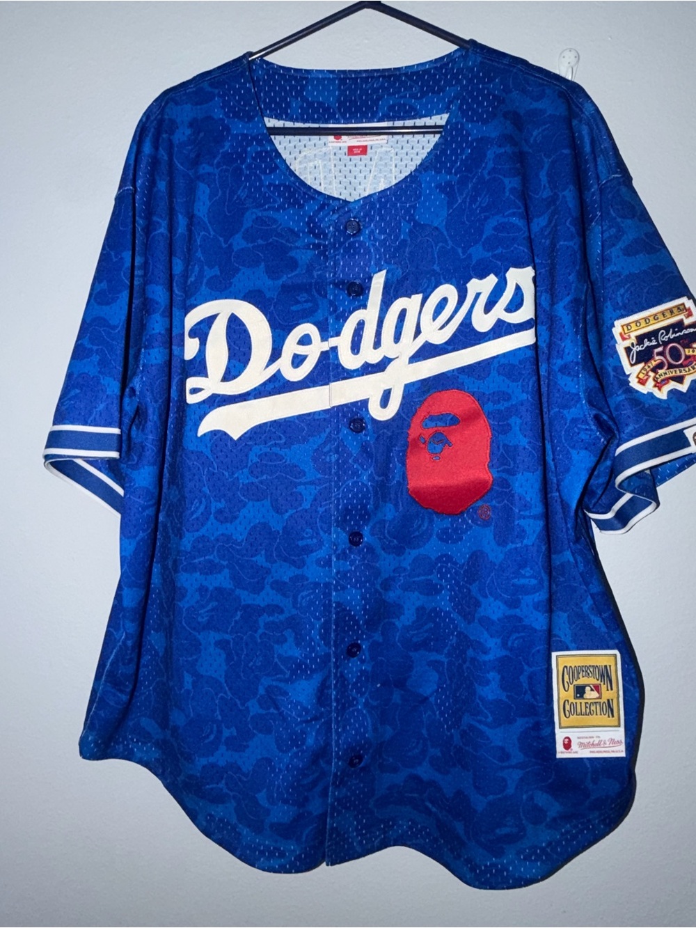 BAPE x MITCHELL & NESS LA DODGERS VARSITY JERSEY